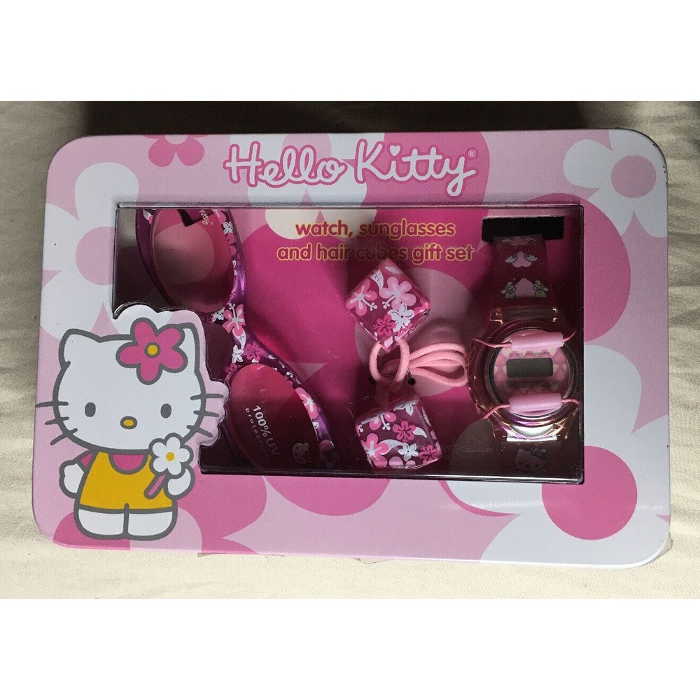 Hello Kitty Gift Set Watch Sunglasses Hair Cubes New Open Box
